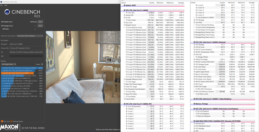 R23 - intel - performance - 10 min-1