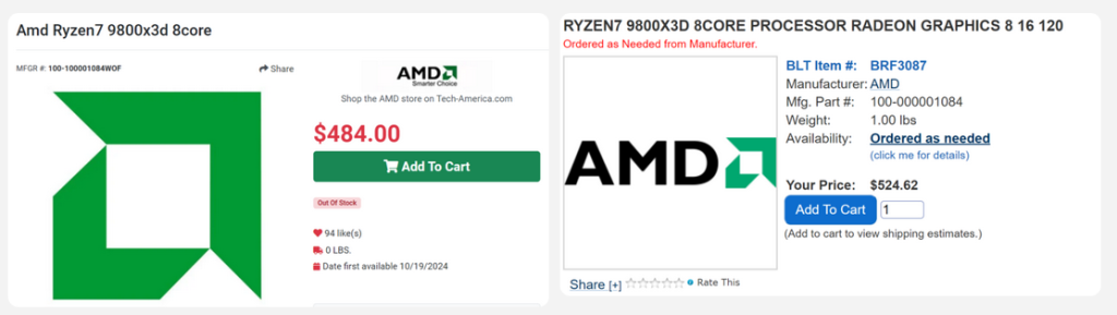 پردازنده AMD 9800X3D لیست شد