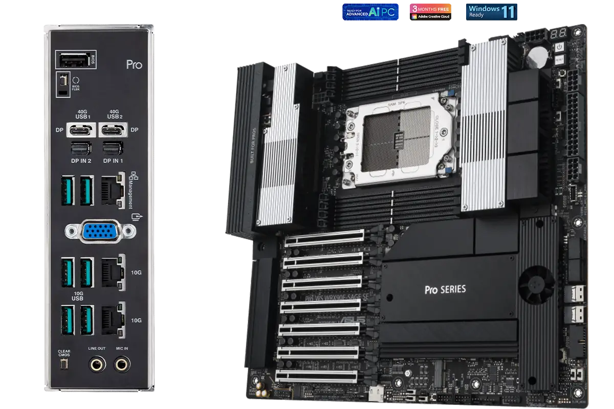 فرم فاکتور EEB فضای کافی برای پردازنده‌های بزرگ Threadripper با حداکثر 96 هسته، هشت اسلات رم و ماژول‌های VRM بزرگ برای خنک‌سازی قطعات را فراهم می‌کند.